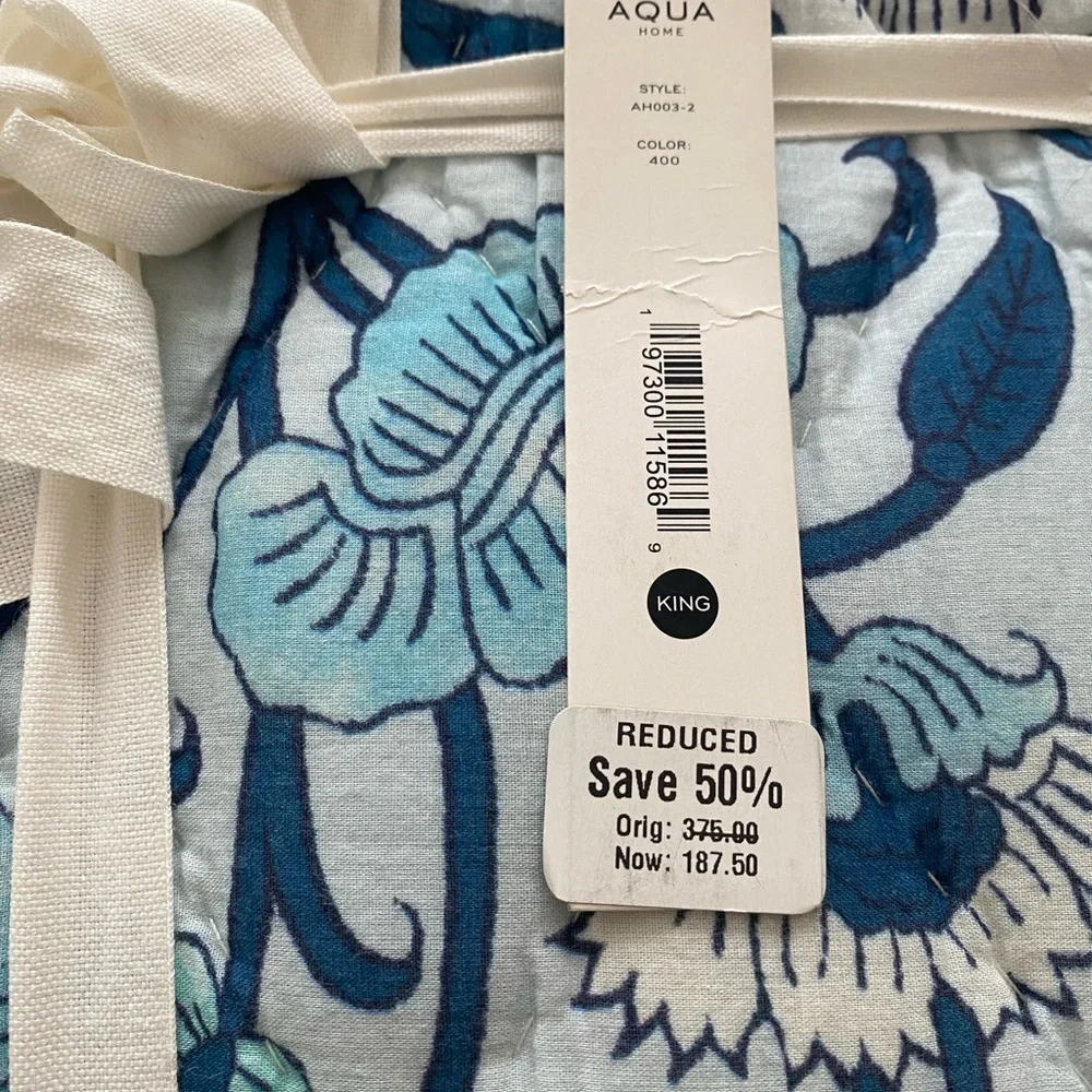 Aqua Home Reversible Printed Cotton Quilt Set, King